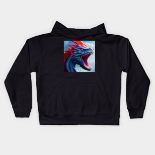 Blue Dragon with Red and Purple Spines Kids Hoodie